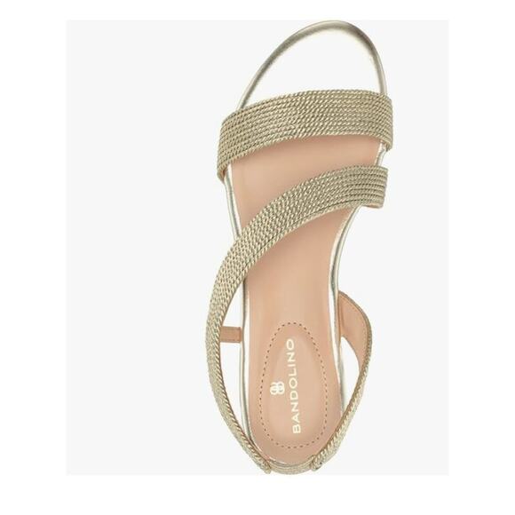Bandolino Kalinar Gold Strappy Wedge Sandals Size 10M - Picture 1 of 9